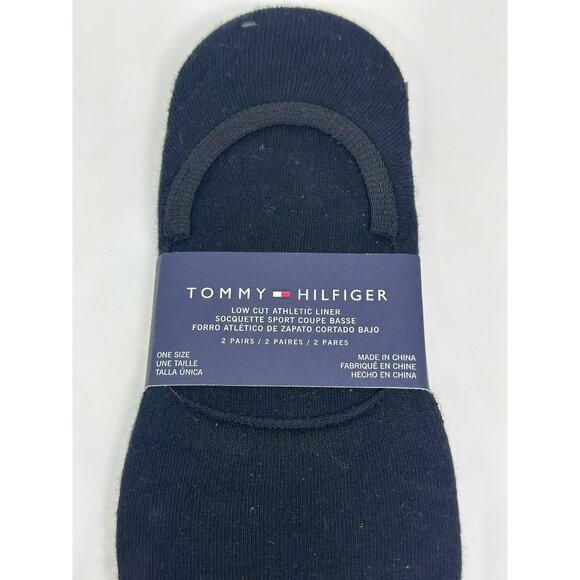 NEW Tommy Hilfiger 2-Pair No Show Liner Socks One Size Athletic Low Cut Navy - Picture 2 of 4
